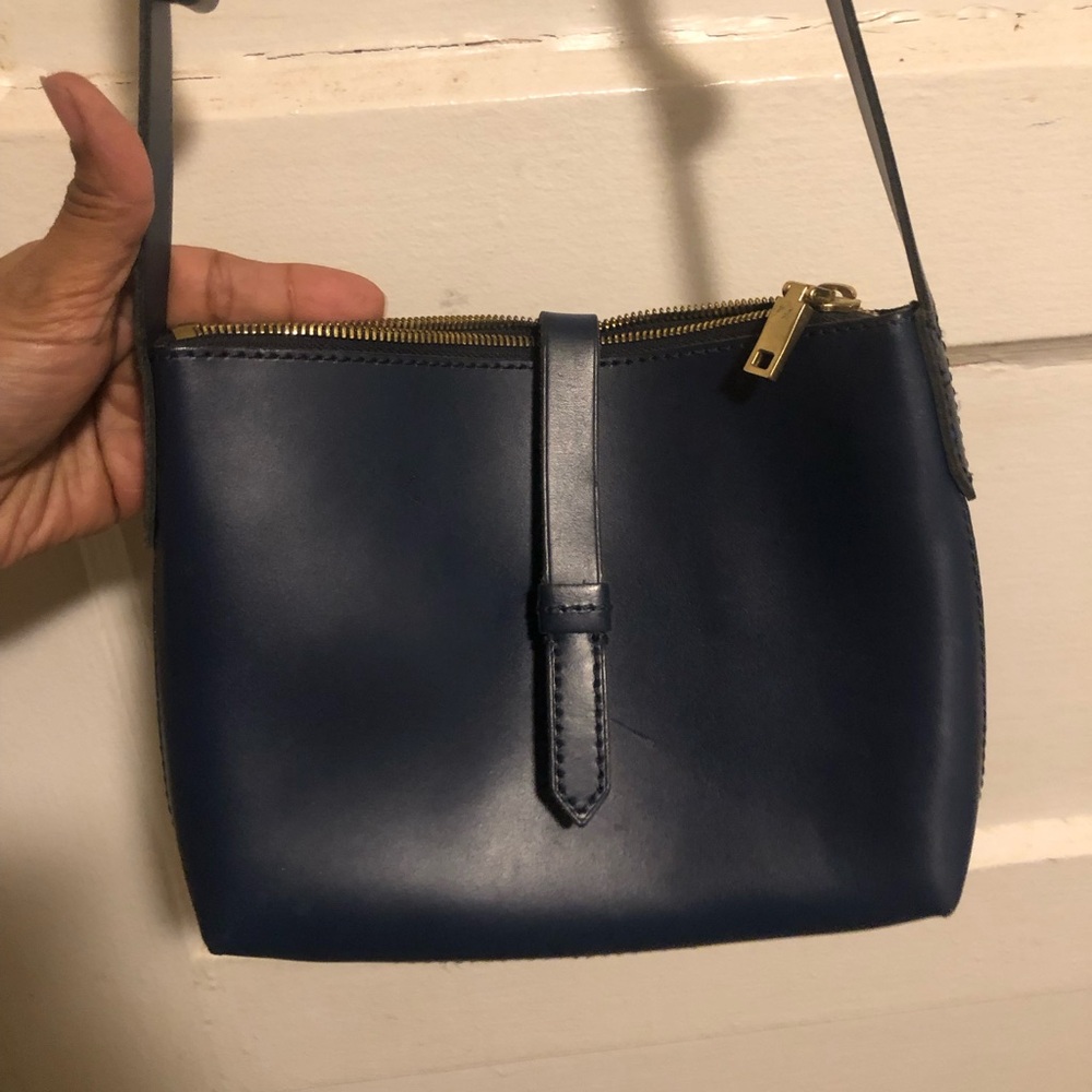 Navy Leather Crossbody Bag
